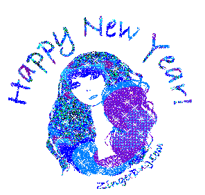 Click to get the codes for this image. Pretty Face Happy New Year Blue, New Years Day Free Image, Glitter Graphic, Greeting or Meme for Facebook, Twitter or any forum or blog.
