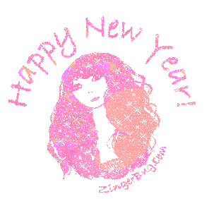 Click to get the codes for this image. Pretty Face Happy New Year Pink, New Years Day Free Image, Glitter Graphic, Greeting or Meme for Facebook, Twitter or any forum or blog.
