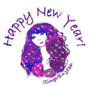 Click to get the codes for this image. Pretty Face Happy New Year Purple, New Years Day Free Image, Glitter Graphic, Greeting or Meme for Facebook, Twitter or any forum or blog.