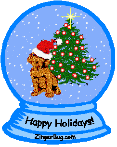 Click to get the codes for this image. Happy Holidays Puppy Snow Globe, Christmas Free Image, Glitter Graphic, Greeting or Meme for Facebook, Twitter or any forum or blog.