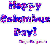 Click to get the codes for this image. Purple happy Columbus Day Glitter Text, Columbus Day Free Image, Glitter Graphic, Greeting or Meme for Facebook, Twitter or any forum or blog.