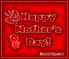 Click to get the codes for this image. Happy Mother's Day Red Glitter Graphic with butterfly and flowers