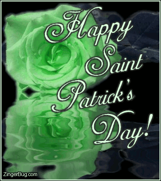 Click to get the codes for this image. This beautiful graphic shows a green rose reflected in an animated pool. The comment reads: Happy Saint Patrick's Day