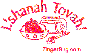 Click to get the codes for this image. This Rosh Hashanah Glitter graphic shows apples and a bowl of honey. The comment reads: L'Shanah Tovah!