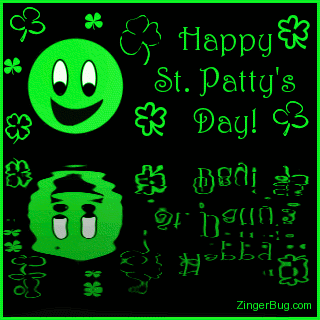Click to get the codes for this image. This cute graphic shows a green smiley face surrounded by shamrocks reflected in an animated pool. The comment reads: Happy St. Patty's Day!