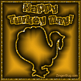 Click to get the codes for this image. Glitter graphic of a turkey reading: Happy Turkey Day