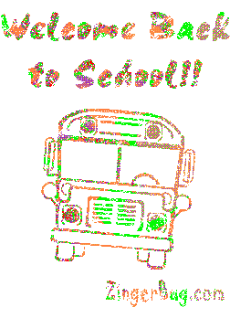 Click to get the codes for this image. Welcome Back to School! School Bus Gliitter Graphic, Back To School Free Image, Glitter Graphic, Greeting or Meme for Facebook, Twitter or any forum or blog.