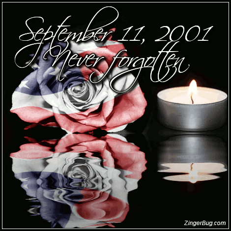 Click to get the codes for this image. September 11 Rose Candle Reflections, Patriot Day  September 11th Free Image, Glitter Graphic, Greeting or Meme for Facebook, Twitter or any forum or blog.