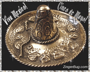 Click to get the codes for this image. This glitter graphic shows a silver sombrero charm. The comment reads: Viva Mexico! Cinco de Mayo!
