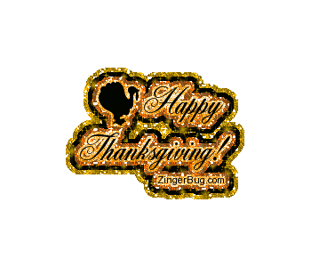 Click to get the codes for this image. This glitter graphic shows a turkey and the comment: Happy Thanksgiving!