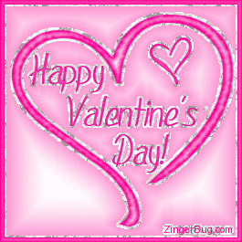 Click to get the codes for this image. This glitter graphic shows a pink colored heart with the comment: Happy Valentine's Day!