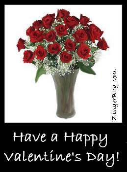 Click to get the codes for this image. This Valentine's Day graphic features a beautiful painting of a bouquet of 2 dozen long-stemmed red roses. The comment reads: Have a Happy Valentine's Day!