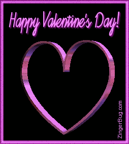 Click to get the codes for this image. This graphic features a pink 3D heart rotating in space. The comment reads: Happy Valentine's Day!