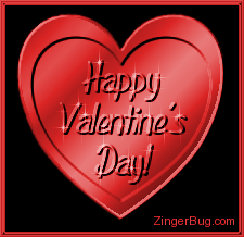 Click to get the codes for this image. This glitter graphic comment shows a red heart engraved with the words: Happy Valentine's Day!