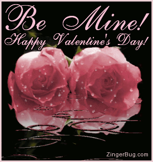Click to get the codes for this image. This Valentine's Day graphic features two rain covered pink roses in an animated pool of falling raindrops. The comment reads: Be Mine! Happy Valentine's Day!