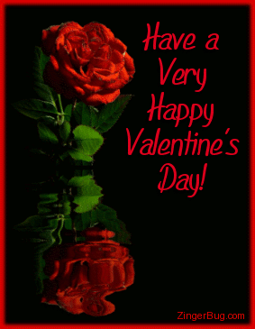 Click to get the codes for this image. This beautiful graphic shows a red rose reflected in an animated pool The comment reads: Have a Very Happy Valentine's Day!