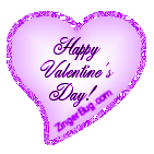 Click to get the codes for this image. This glitter graphic shows a beautiful satin lavender heart with glitter around the edges. The comment reads: Happy Valentine's Day!