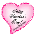Click to get the codes for this image. This glitter graphic shows a beautiful satin pink heart with glitter around the edges. The comment reads: Happy Valentine's Day!