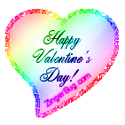 Click to get the codes for this image. This glitter graphic shows a rainbow-colored heart with the comment: Happy Valentine's Day!