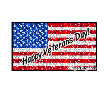 Click to get the codes for this image. This glitter graphic shows an American Flag with the comment: Happy Veterans Day!