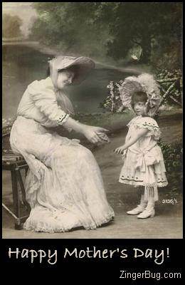 Click to get the codes for this image. Vintage Mother's Day Photo - Mother with child, Mothers Day Free Image, Glitter Graphic, Greeting or Meme for Facebook, Twitter or any forum or blog.