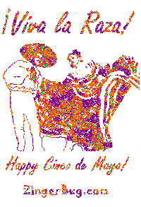 Click to get the codes for this image. Viva la Raza! Happy Cinco de Mayo Glittered Dancers, Cinco de Mayo Free Image, Glitter Graphic, Greeting or Meme for Facebook, Twitter or any forum or blog.