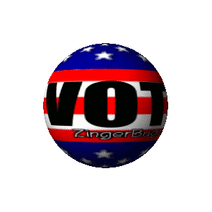 Click to get the codes for this image. Spinning Patriotic Smiley Face that reads: VOTE!!, Election Day Free Image, Glitter Graphic, Greeting or Meme for Facebook, Twitter or any forum or blog.