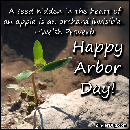 Click to get the codes for this image. A seed hidden in the heart of an apple is an orchard invisible. Welsh Proverb. Happy Arbor Day!