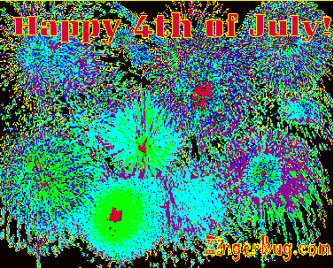 Click to get the codes for this image. This graphic features a posterized photo of fireworks animated in a psychedelic fashion. The comment reads: Happy 4th of July!