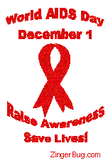 Click to get the codes for this image. World Aids Day Raise Awareness Save Lives Red Ribbon, World AIDS Day Free Image, Glitter Graphic, Greeting or Meme for Facebook, Twitter or any forum or blog.