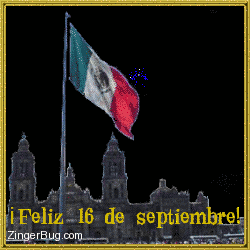 Click to get the codes for this image. This comment features the Mexican flag flying over the Zocalo in Mexico City with animated fireworks in the background. The comment reads: Feliz 16 de septiembre.